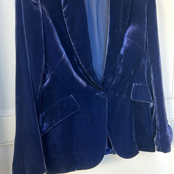 L'AGENCE Chamberlain Velvet Blazer Womens size 2 Blue color - Picture 9 of 13